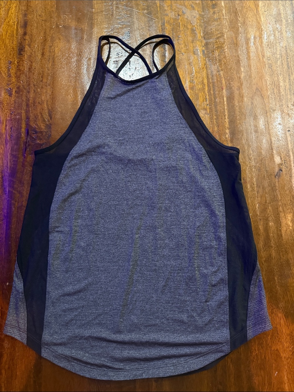 lululemon athletica Heather Gray and Black Strappy Performance Tank